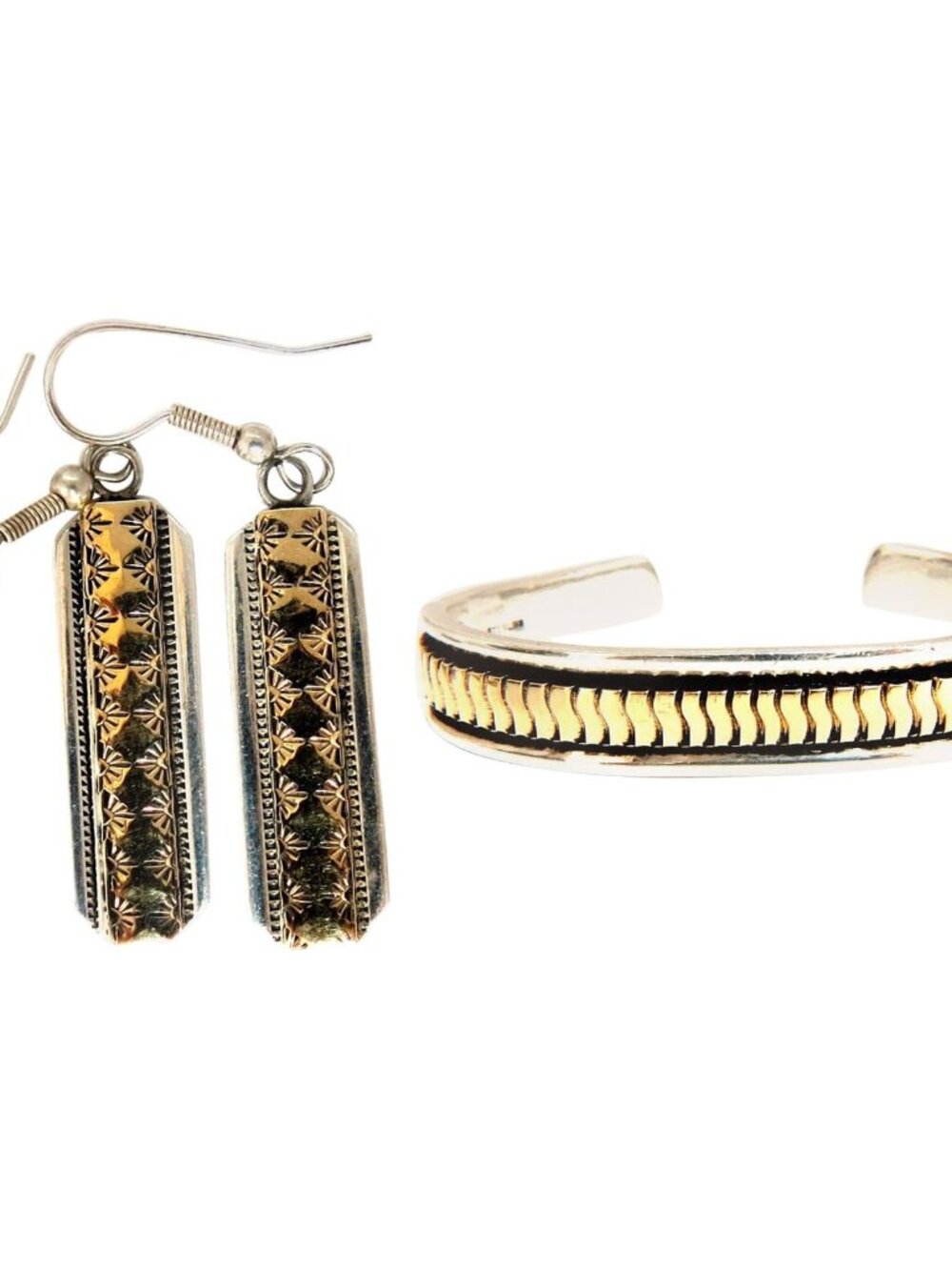Designer: C. Harrell Dangling earrings & Bangle Bracelet 14kt & 925*